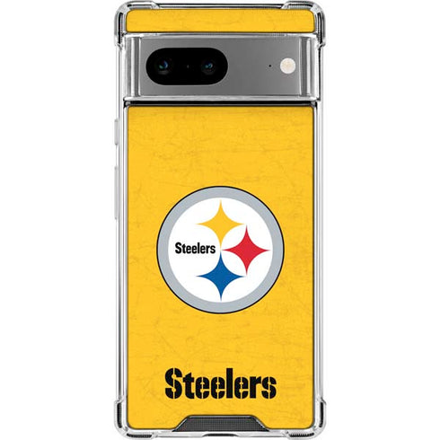 NFL Pittsburgh Steelers - Alternate Distressed Google Pixel 7a Clear Case